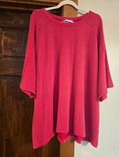 Discount Divas Red Raised Ribbed Knit Stretch Tunic EUC Dolman 3/4 Sleeve 1X picture