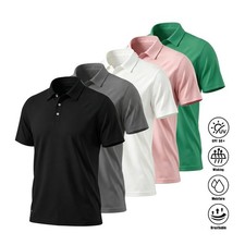 Men's Quick Dry Polo Shirt UPF 50+ Moisture Wicking Performance Sport Golf Polo picture