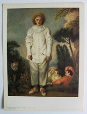 Vintage Lithograph Art Print Jean Antoine Watteau Gilles 1721 Paris France picture
