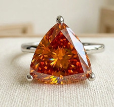 RARE 6.65Ct Flame Orange Diamond Solitaire Ring,FREE Diamond Studs picture