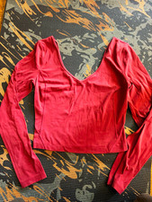 lululemon athletica Women’s S Red V-Neck Long Sleeve Cropped Slim Yoga Top picture