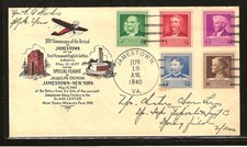1940 SPECIAL FLIGHT - JAMESTOWN VA TO NY WORLDS FAIR - HAND CANCEL/PILOT SIGNED picture