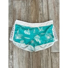 Panama Jack Swim Cover-Up Shorts Green White Tropical Lace Trim Large picture