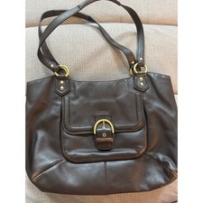 Coach Dark Brown Pebbled Leather Buckle Shoulder Bag Brass Hardware 2013 Line picture