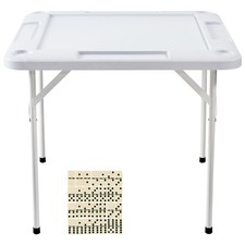 Uimoso Mahjong Table 4Player Folding Card Table & 4 Cup Holders Chip Trays White picture
