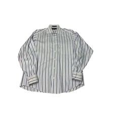 VTG Faconnable Mens Blue White Striped Cotton Button Down Shirt Size 15.5 L USA picture