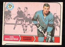 1968-69 O-Pee-Chee #102 EARL INGARFIELD Pittsburgh Penguins EX (Miscut) picture