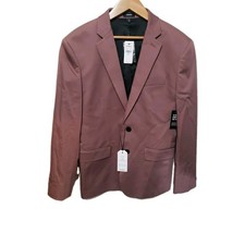 Express Suit Jacket Blazer NWT 38R Extra Slim Dusty Red Stretch Cotton $278 picture