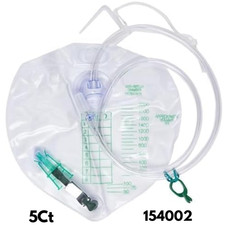 Urinary Drainage Bag w/ Anti-Reflux Chamber Large 2000ml Capacity 5Ct 154002 picture