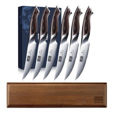 HOSHANHO 4.5in Steak Knives Set of 6 Serrated Steak Knife & 12