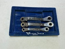 Vintage Vulcan 3 pc offset ratcheting box wrench set metric 9mm-14mm USA picture
