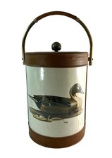Vintage Sigma Tastesetter Duck Ice Bucket Fisher Barware Faux Leather 16” picture