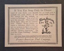 1893 Franco American Food Co. Soups - Rare Antique Food AD Kitchen Decor picture