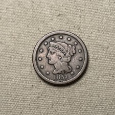 1857 Braided Hair Large Cent #JM-D picture