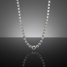 Edwardian/Art Deco Rivière Graduated Rock Crystal Necklace. 17” Bezel Set Quartz picture