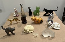 14 Vintage Cat Figurines From 1986 Franklin Mint Curio Cabinet Collection picture
