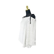 Ann Taylor LOFT Black White Cold Shoulder Striped Blouse Women’s XL picture