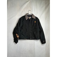 Vintage Carhartt Arctic Detroit Jacket Black Duck Canvas Paint Distressed 7658 picture