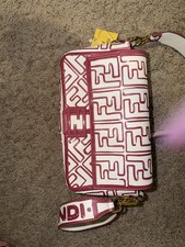 FF Monogram Small Shoulder Bag Magnetic Flap Gold Hardware Pink/White picture