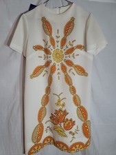Vintage 1973 Boho Hippie Mod  Psychedelic Starburst Floral dress Size Small picture