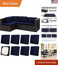 Elegant 8 PC Patio Cushion Covers in Dark Blue - Stretch & Washable picture