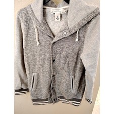 🩶H&M L.O.G.G. Snap Front Varsity Hoodie Ultra-cozy preppy minimalist clean Y2K picture