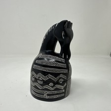 Vtg BESMO Soapstone ZEBRA Horse Trinket Box Hand Carved Folk Art SOLD AS IS picture