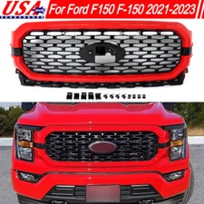 Fits Ford F-150 2021 2022 2023 Front Bumper Upper Grille Grill Race Red Surround picture