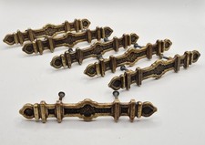 6× VTG Solid Brass Drawer Pull Handles Brutalist Gothic Ajax Scoville 9588 picture