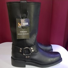 Xelement Black Leather Harness Motorcycle Boot Men's 10M LU 1442 *New with Tags* picture