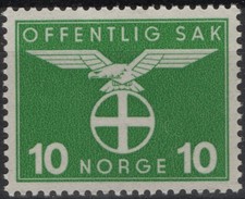 D7-7 Norway 1942-44 NK T 50 MNH, Bird- National party, MI D46, SC #O46. picture
