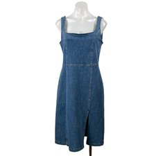 Reformation Parker Blue Sleeveless Square Neck Slit Denim Jean Midi Dress 10 picture