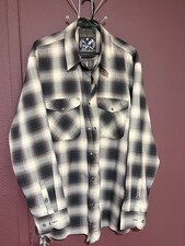 Dixxon The Chippy Men’s 3XL Brown Cream Plaid Pearl Snap Flannel Shirt picture