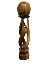 Hand Carved Wooden Sculpture Statue African Tribal Unity Globe 18¨ H picture