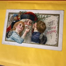 1914 John Winsch Santa Claus Children A Merry Christmas Embossed Postcard picture