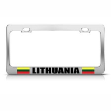 LITHUANIA LITHUANIAN FLAG Metal License Plate Frame Tag Holder picture