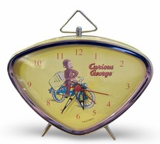 Rare Retro Curious George Vintage Y2K Analog Alarm Clock - Yellow/Red/Silver picture