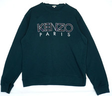 Kenzo Paris Dark Green Cotton Pullover Sweater Men's Slim Fit XL picture