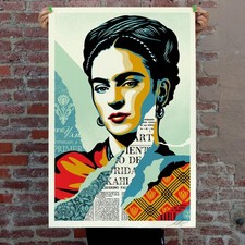 Shepard Fairey OBEY Frida Kahlo The Woman Who Defeated Pain 24x36 Signed Print picture