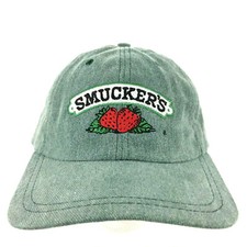 Vtg Smuckers Cap Strawberry Jelly Jams Spell Out Logo USA Baseball Trucker Hat picture