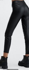 Fabletics Women's Vegan Leather Pull-On Leggings Black Side Zip  XL NWT Stretch picture