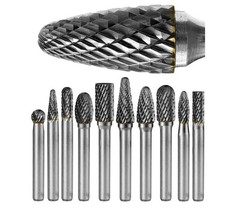 Carbide Burr Set 1/4 In Shank 10-Pc 8mm Head with Clear Storage Box picture