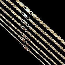 Men's Women's Real 14k Gold Plated Solid 925 Sterling Silver Rope Chain 1.5-5mm picture