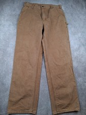 Carhartt B11 BRN Pants Mens 36x34 Brown Duck Canvas Work Dungaree Made USA picture