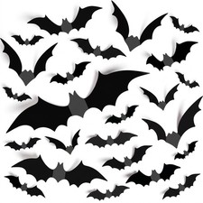 TDHDIKE Halloween Bats Decorations Wall Decor 3D Black PVC Bat Stickers picture