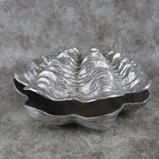 VTG Huge Cast Aluminum Scallop Clam Centerpiece Hinged Beach Decor Kitchen 14