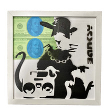 Banksy Graffiti Art NYC Hip Hop Rat Painting 13x13 picture