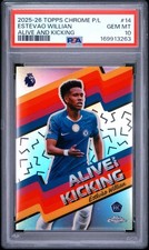 Estevao Willian 2025-26 Topps Chrome ALIVE & KICKING Refractor Rookie - PSA 10 picture