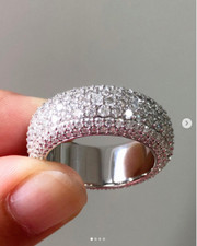 3CT Round Simulated Diamond Full Eternity Wedding Band Ring14K White Gold Plated picture