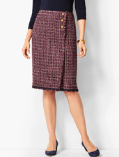 Talbots Tweed Pencil Skirt Burgundy Navy Preppy Old Money Academia Sz 12 NWT picture